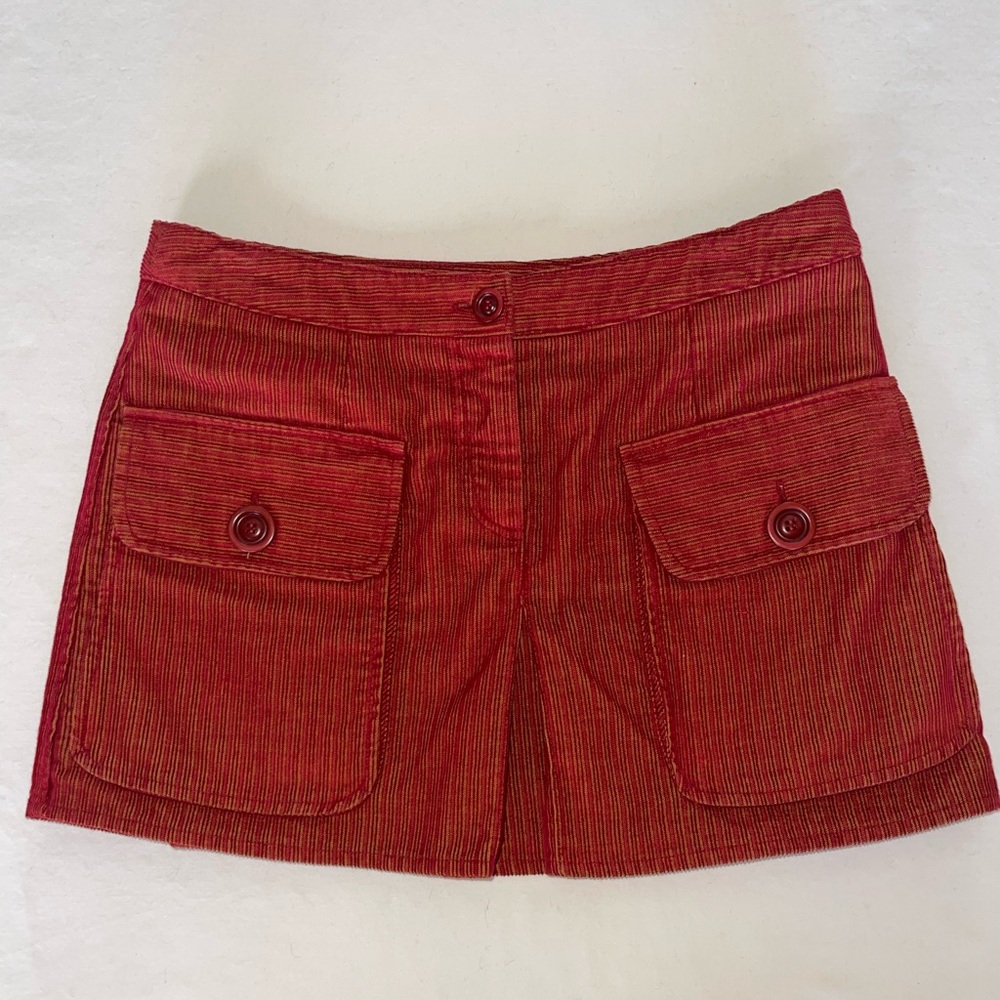Max & Co Active Gonna Jupe Falda Rock Mini Skirt Corduroy, Red Orange, EU40 US 6